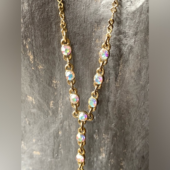 GIVENCHY Iridescent Crystal Gold Plated Y Necklace Women’s Designer Jewelry - Picture 11 of 13